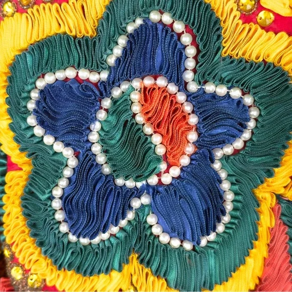 NEW Designer Sample Embroidered Jacket Colorful Boho Floral Statement Sz M - Picture 11 of 14